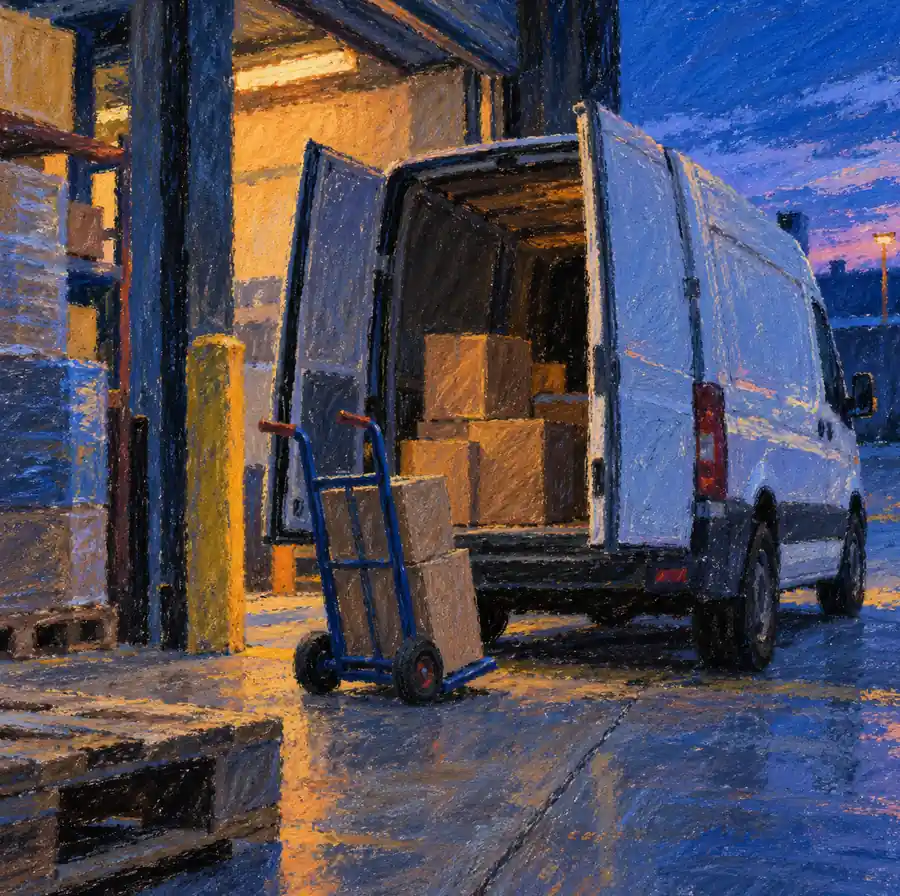 Illustration of logistics businesses equipment and workspace