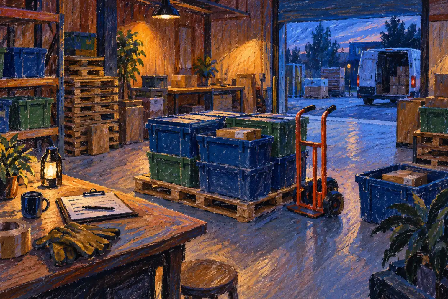 Illustration of logistics businesses and their working space