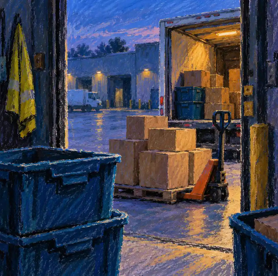 Illustration of logistics businesses equipment and workspace
